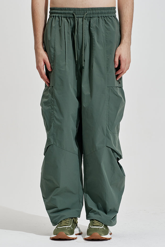 Wide Leg Cargo Pants With Drawstring Hem