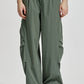 Wide Leg Cargo Pants With Drawstring Length