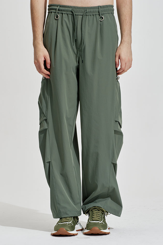 Wide Leg Cargo Pants With Drawstring Length