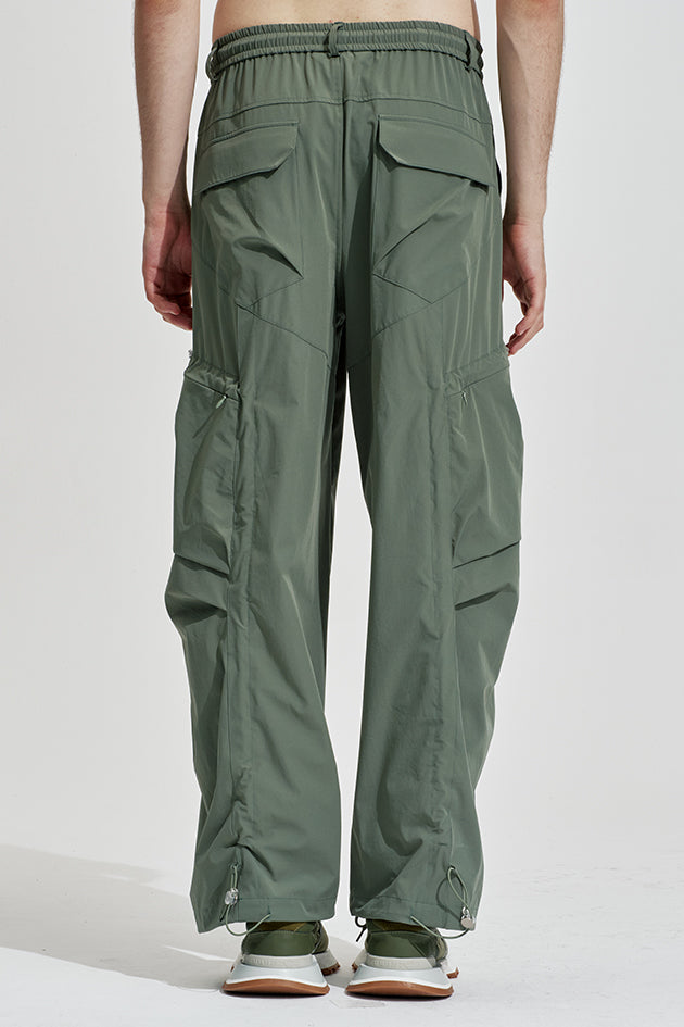 Wide Leg Cargo Pants With Drawstring Length