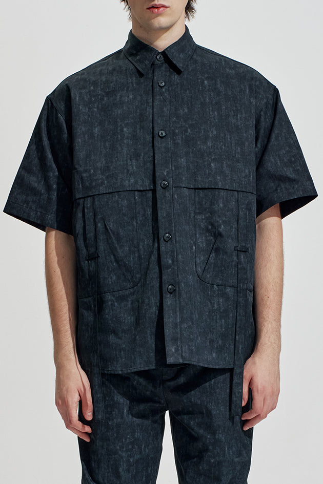 Oversize Worker Shirt With Dye Pattern