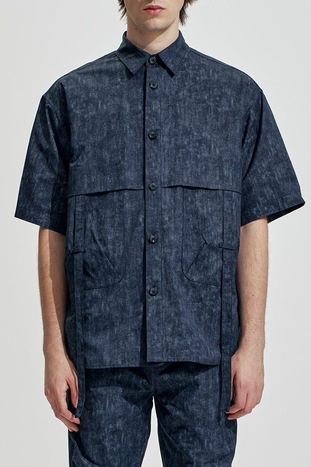 Oversize Worker Shirt With Dye Pattern