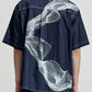 Oversize Denim Shirt With Organic Wave Print