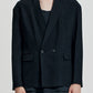 Crepe Texture Tencel No Lapel Boxy Blazer