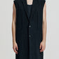 Crepe Texture Tencel Sleeveless Long Blazer