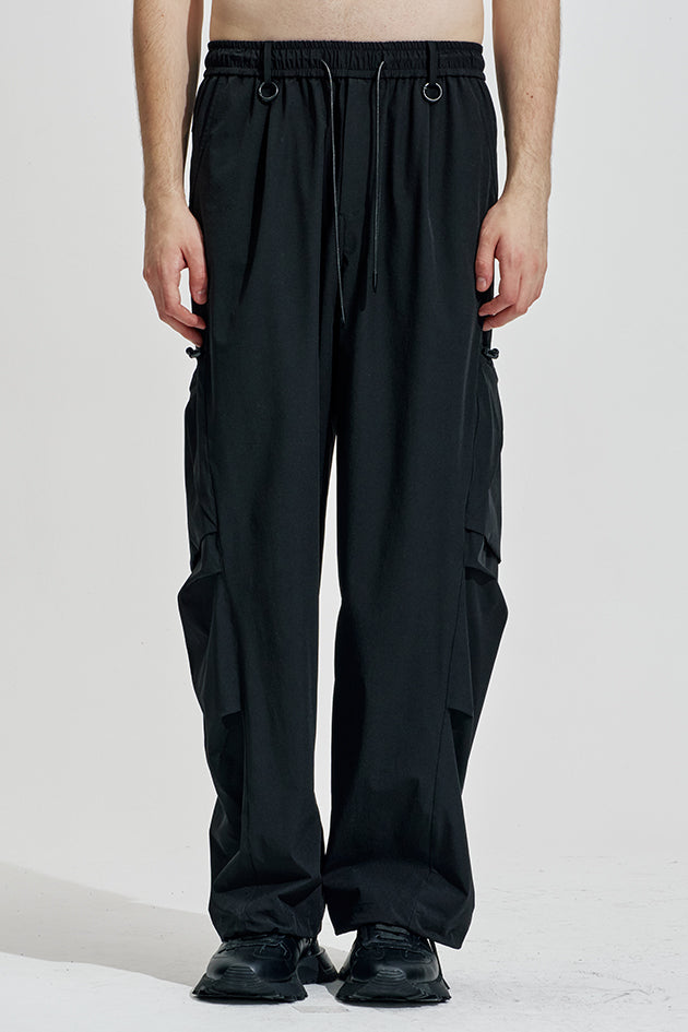 Wide Leg Cargo Pants With Drawstring Length