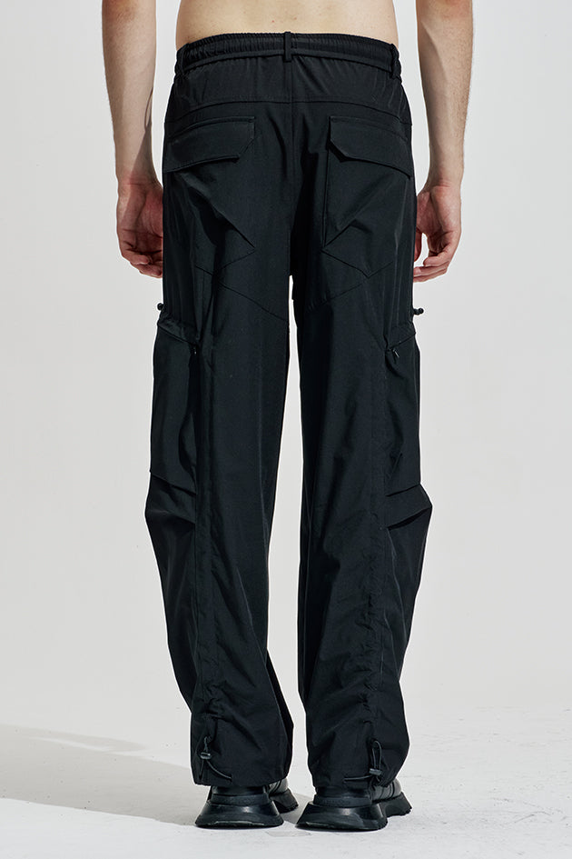 Wide Leg Cargo Pants With Drawstring Length