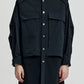 Long Shirt Jacket Contrast With Perforated Nylon