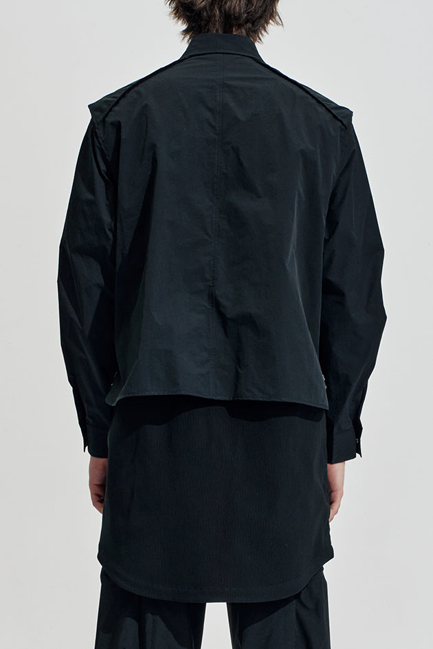 Long Shirt Jacket Contrast With Perforated Nylon