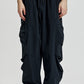 Wide Leg Cargo Pants With Drawstring Hem