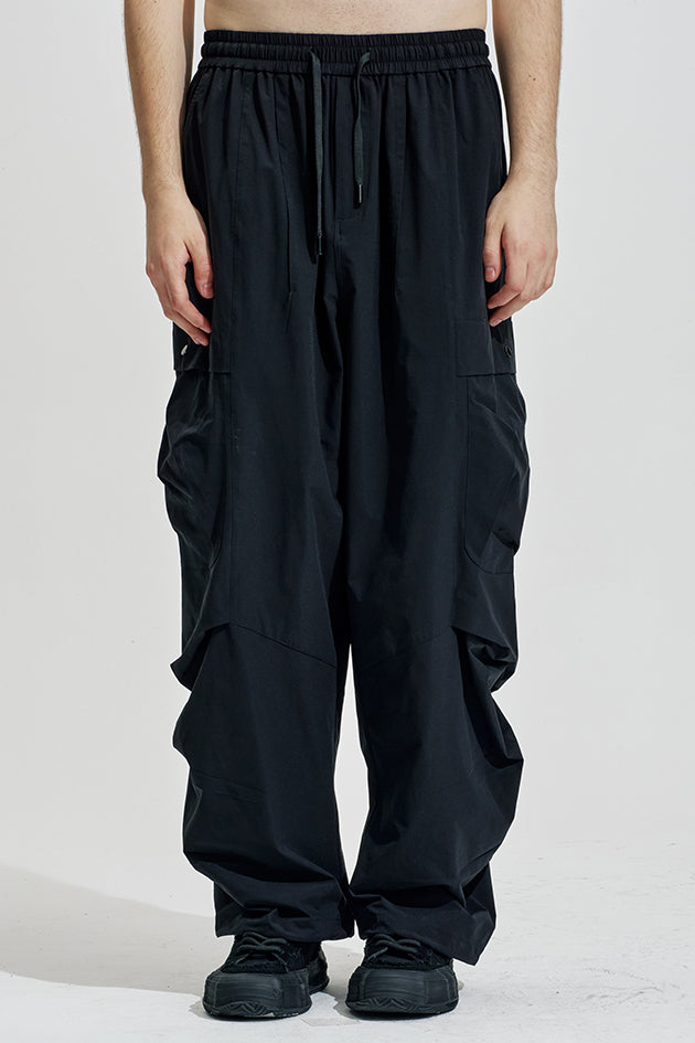 Wide Leg Cargo Pants With Drawstring Hem