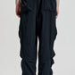 Wide Leg Cargo Pants With Drawstring Hem