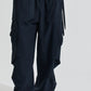 Wide Leg Cargo Pants With Drawstring Hem