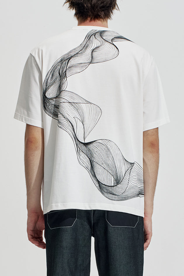 Oversize Tee With Organic Wave Print