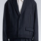 Boxy Wool Blazer With Denim Trim