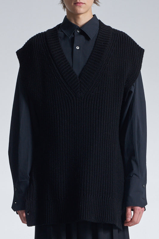 Wide Shoulder Sleeveless Sweater