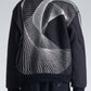 Stand Collar Jackert With Twisted Wavy Lines Embroidery