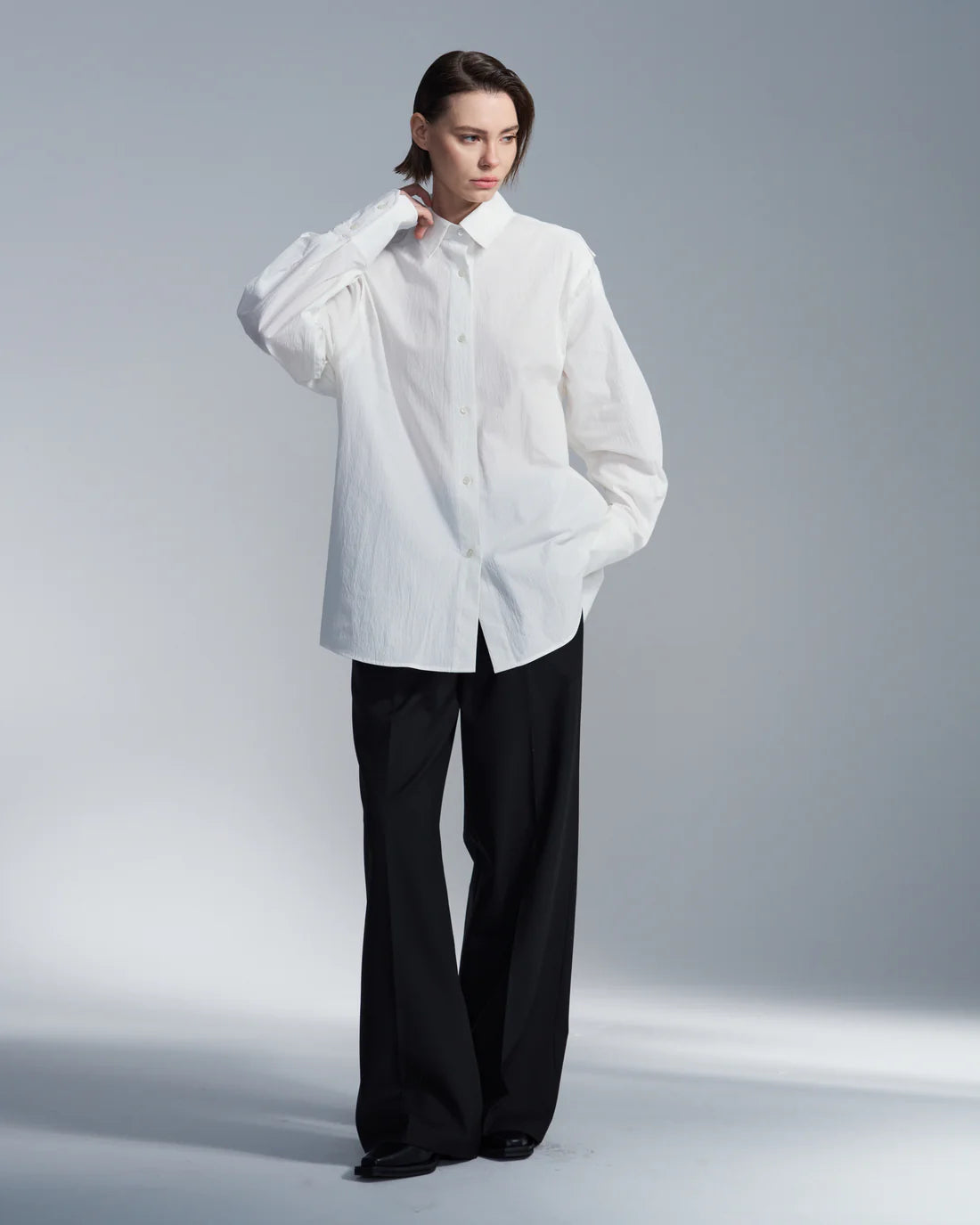 Oversize Textured Cotton Shirt
