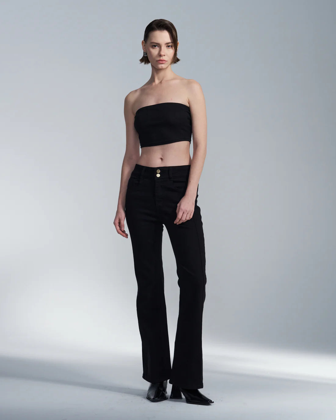 Slim Fit Cotton Pants With Bell Bottom