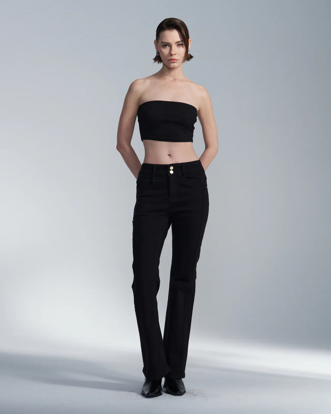 Slim Fit Cotton Pants With Bell Bottom