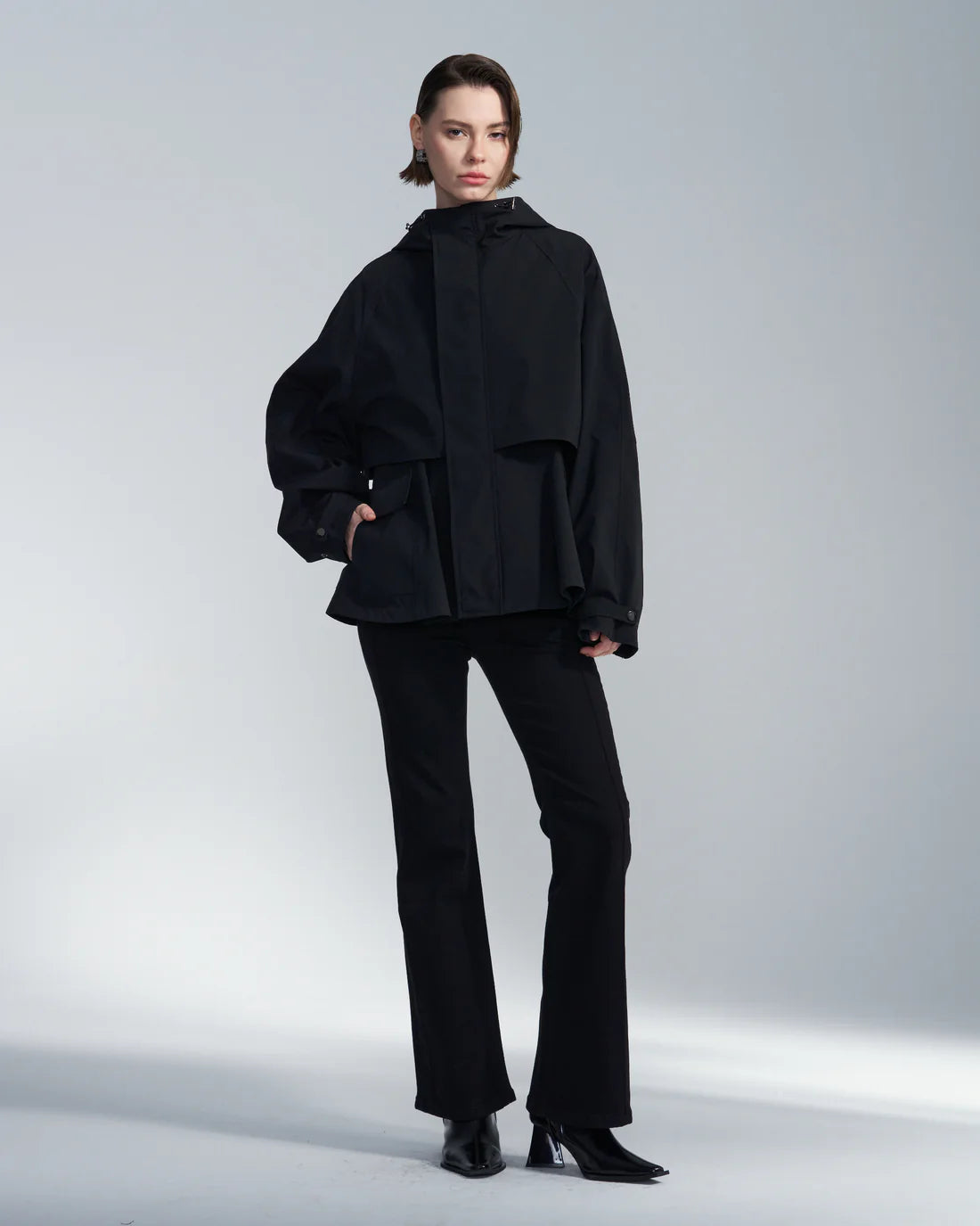 Flare Hem Jacket With Hood