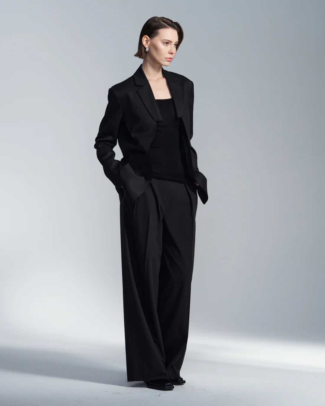 Wool Blazer With Cutted Lapel