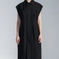 Wide Shoulder Sleeveless Shirt Dress