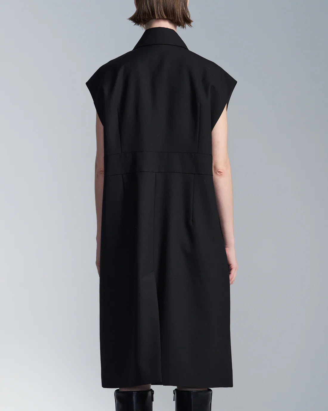 Wide Shoulder Sleeveless Shirt Dress