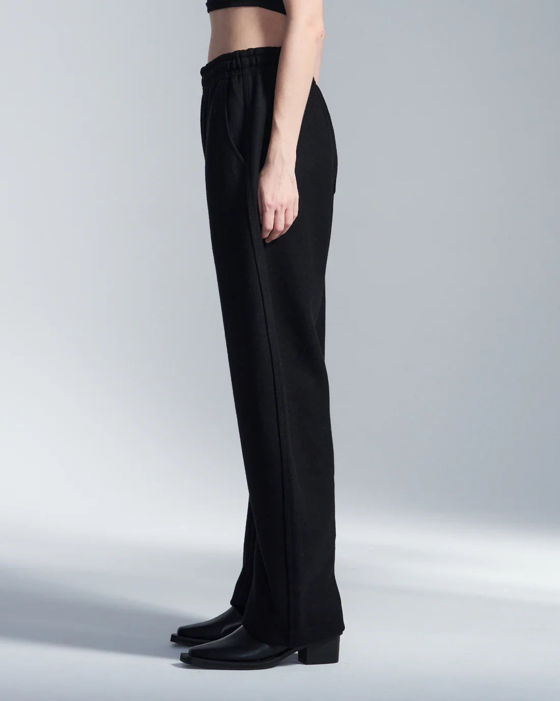 Wool Blend Curvy Wide Leg Pants