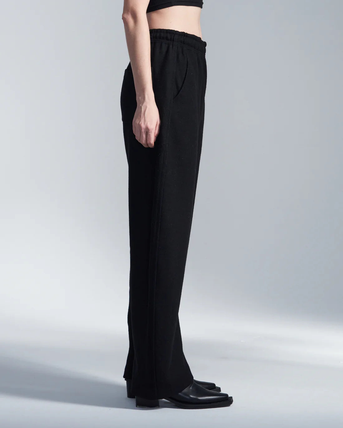 Wool Blend Curvy Wide Leg Pants