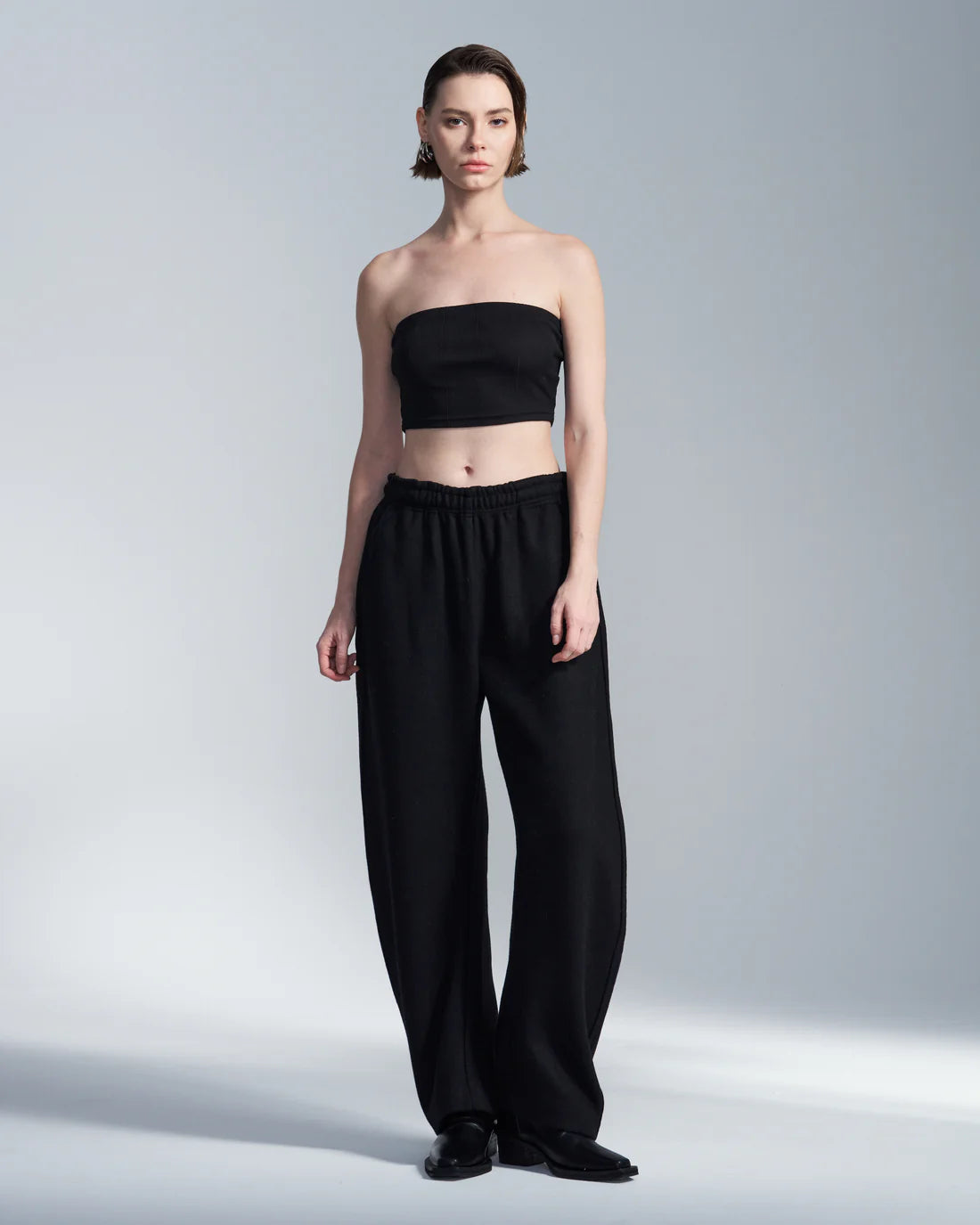 Wool Blend Curvy Wide Leg Pants