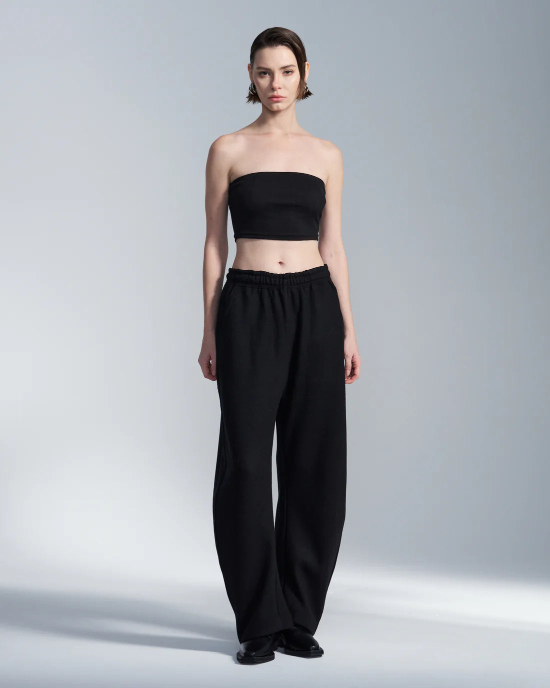 Wool Blend Curvy Wide Leg Pants