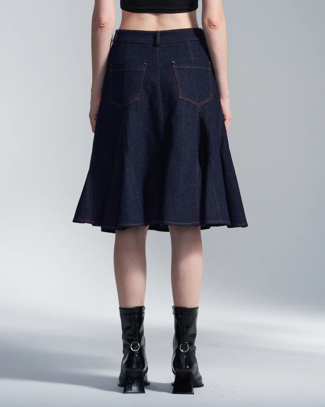 Flare Hem Denim Skirt