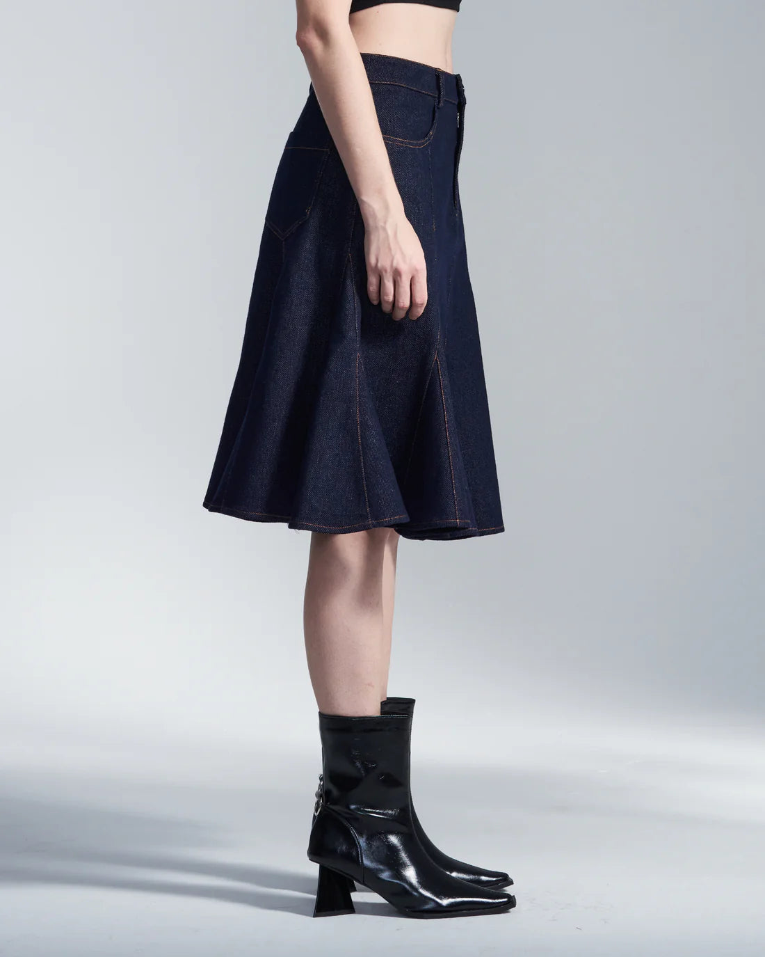 Flare Hem Denim Skirt