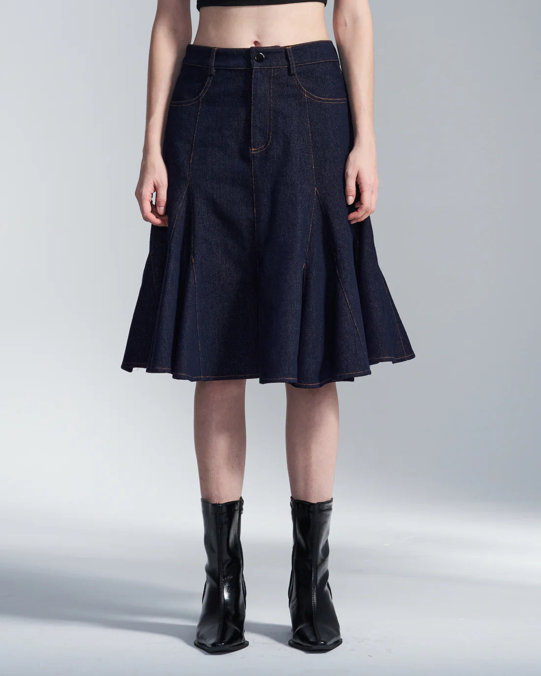 Flare Hem Denim Skirt