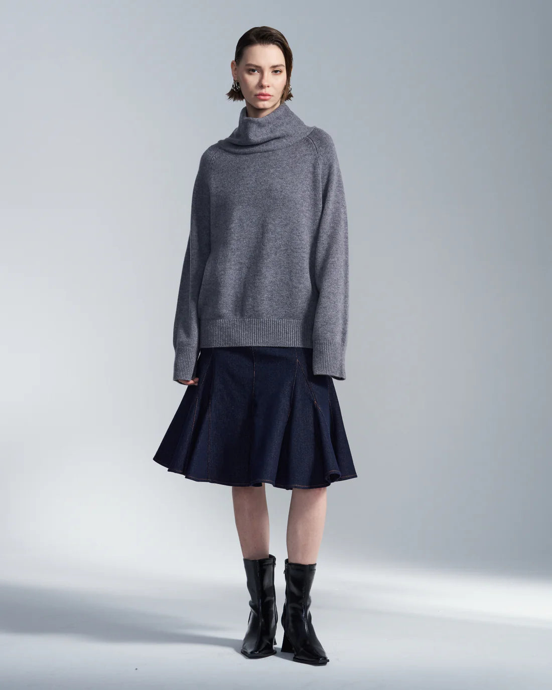 Flare Hem Denim Skirt