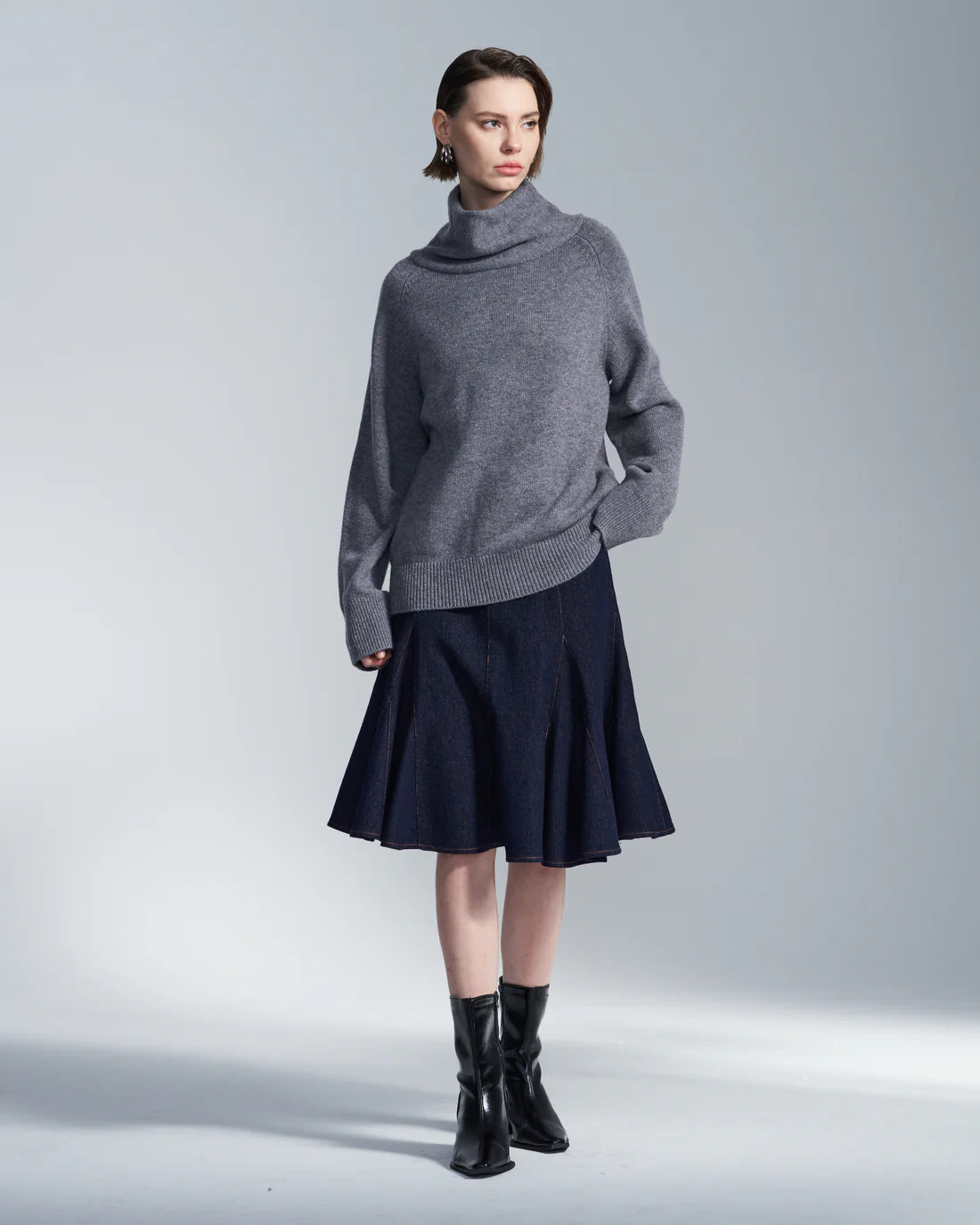 Flare Hem Denim Skirt