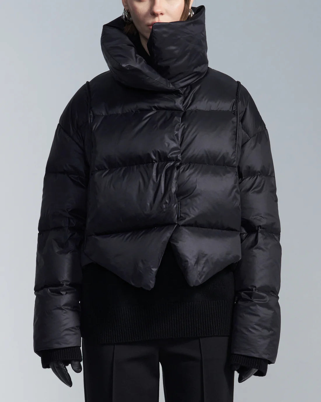 High Collar Down Jacket With Snaps
