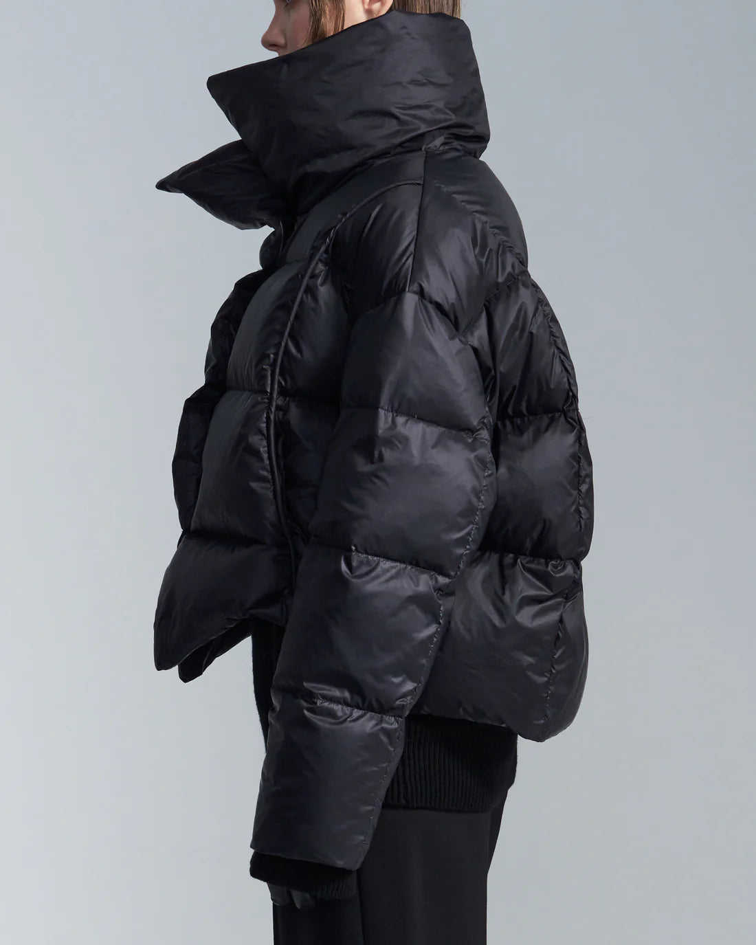 High Collar Down Jacket With Snaps