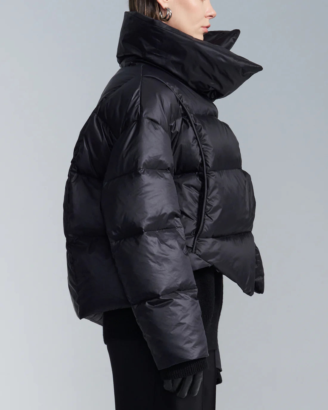 High Collar Down Jacket With Snaps