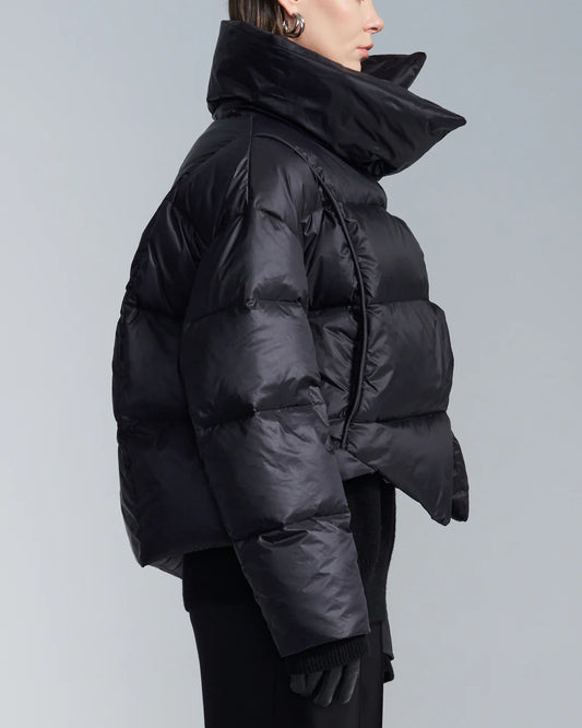 High Collar Down Jacket With Snaps