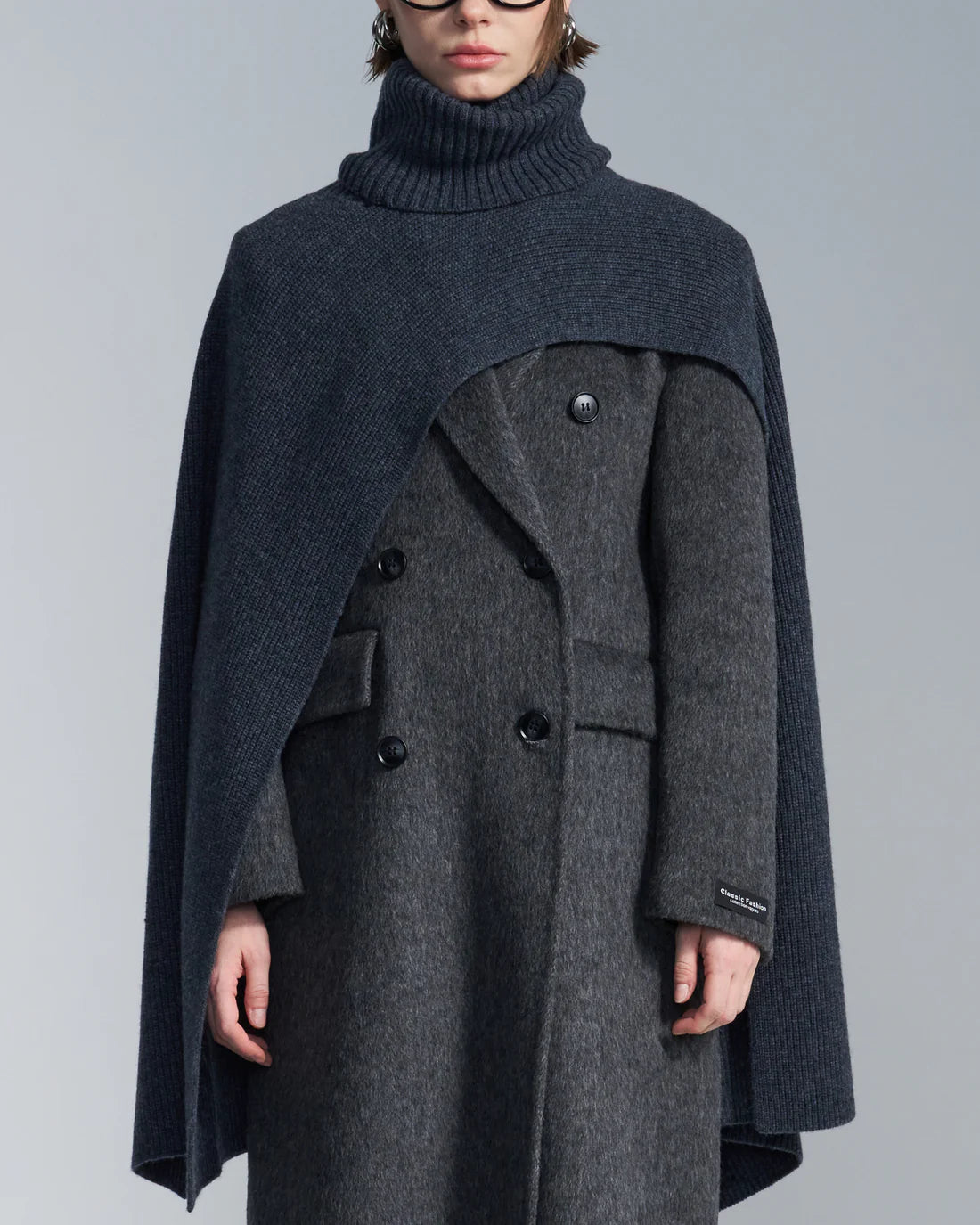 Turtleneck Wool Cape