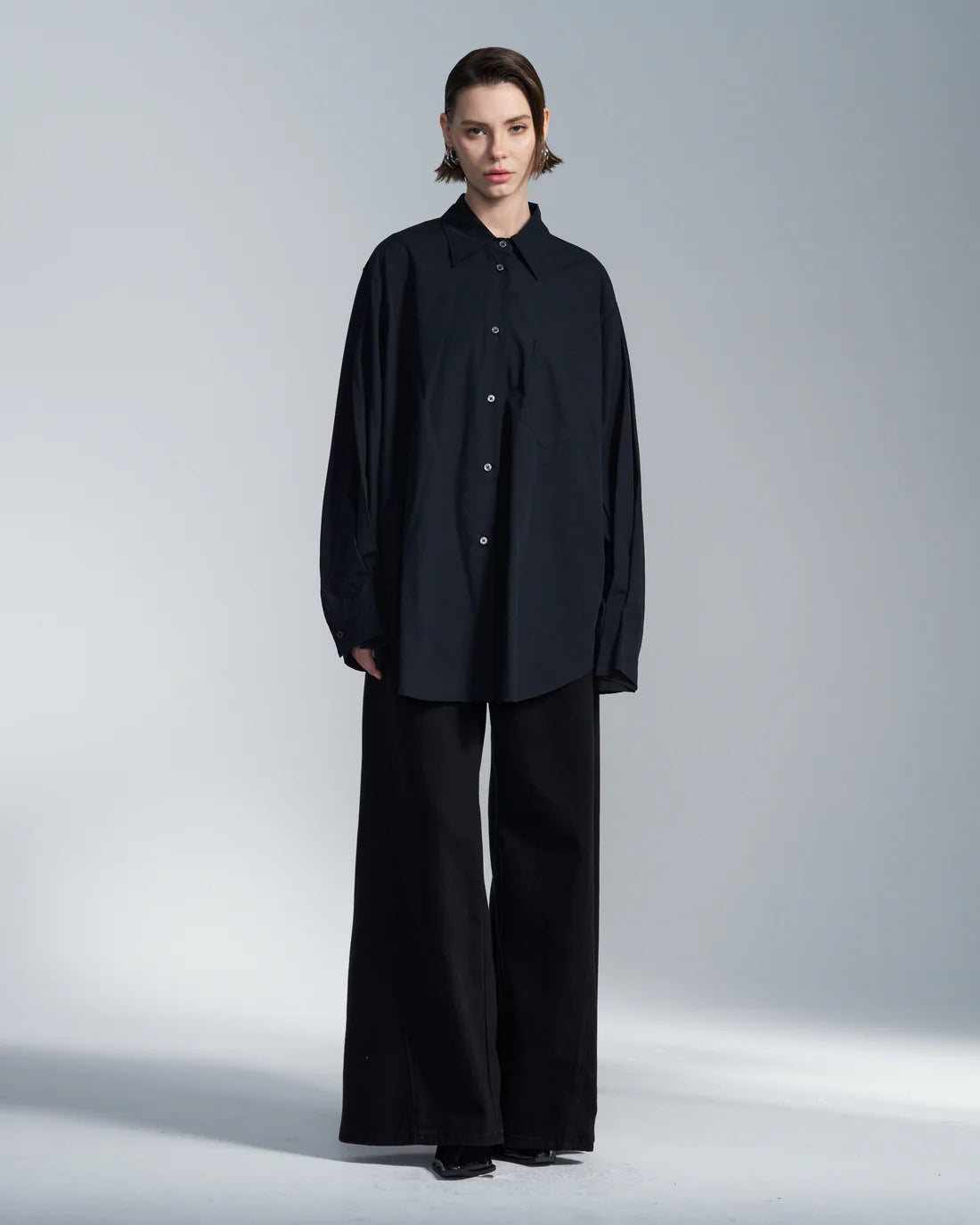 Loose Fit Shirt With Pleated Cuff