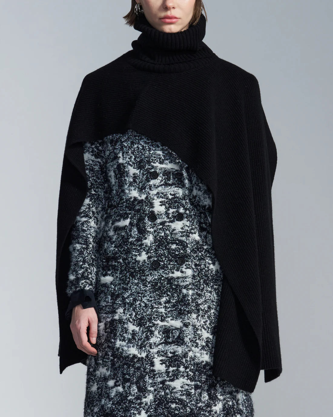 Turtleneck Wool Cape