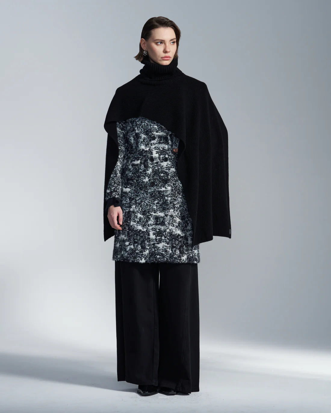 Turtleneck Wool Cape