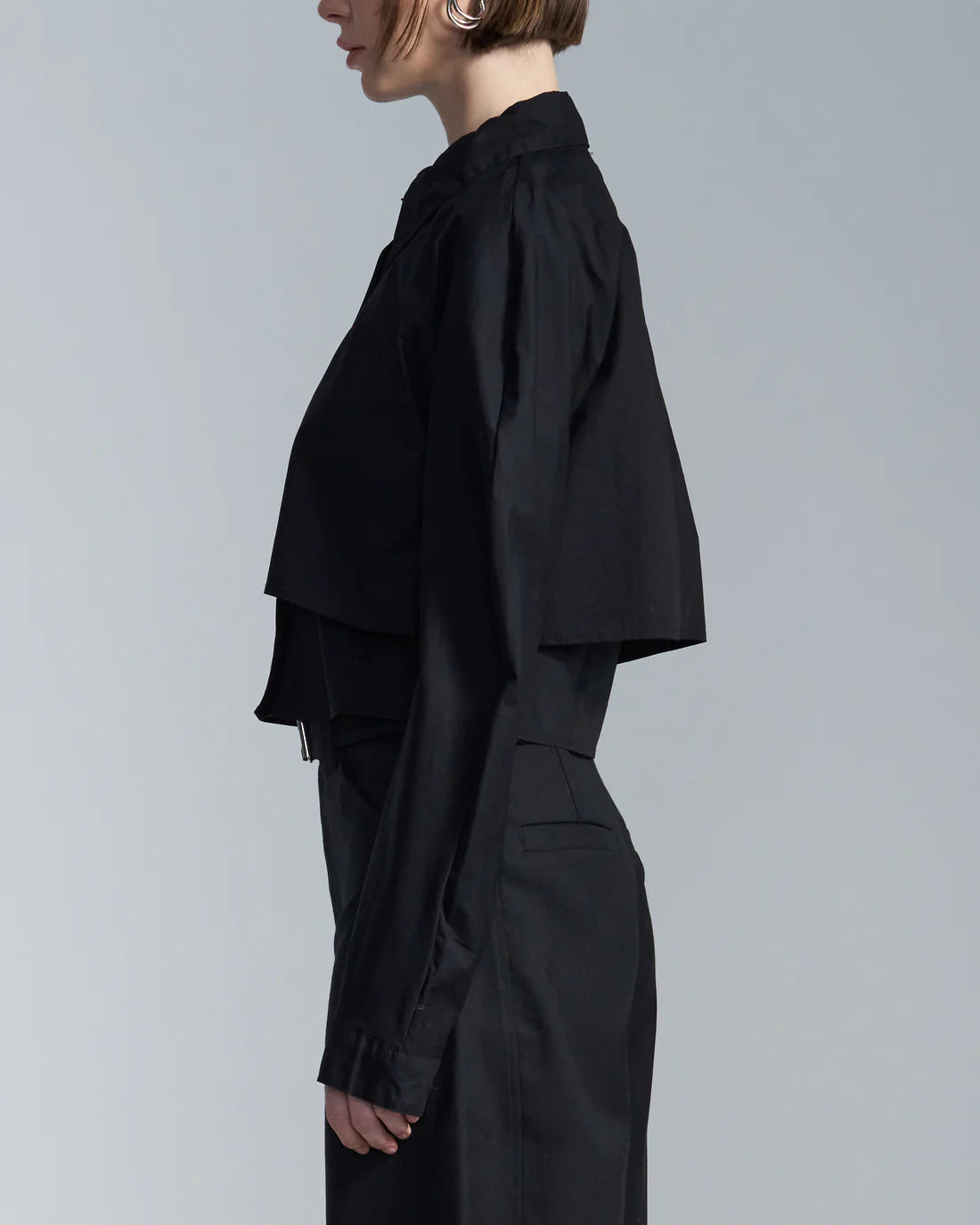 Cropped Shirt With Round Sleeve