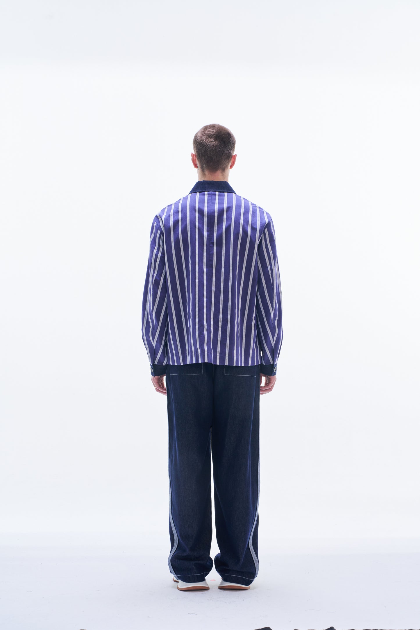 Striped Linen Shirt With Denim Pocket