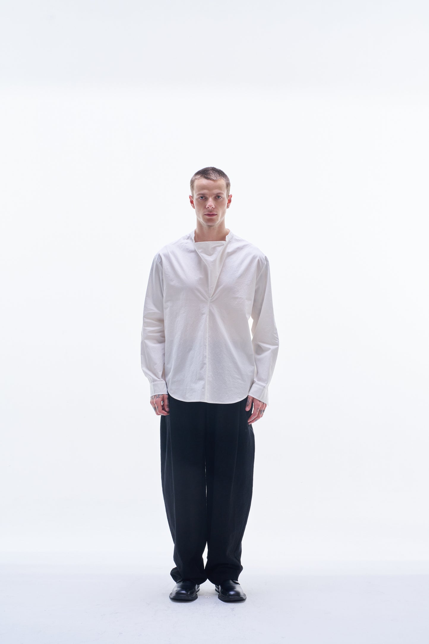 Pullover Shirt With Volume Collar