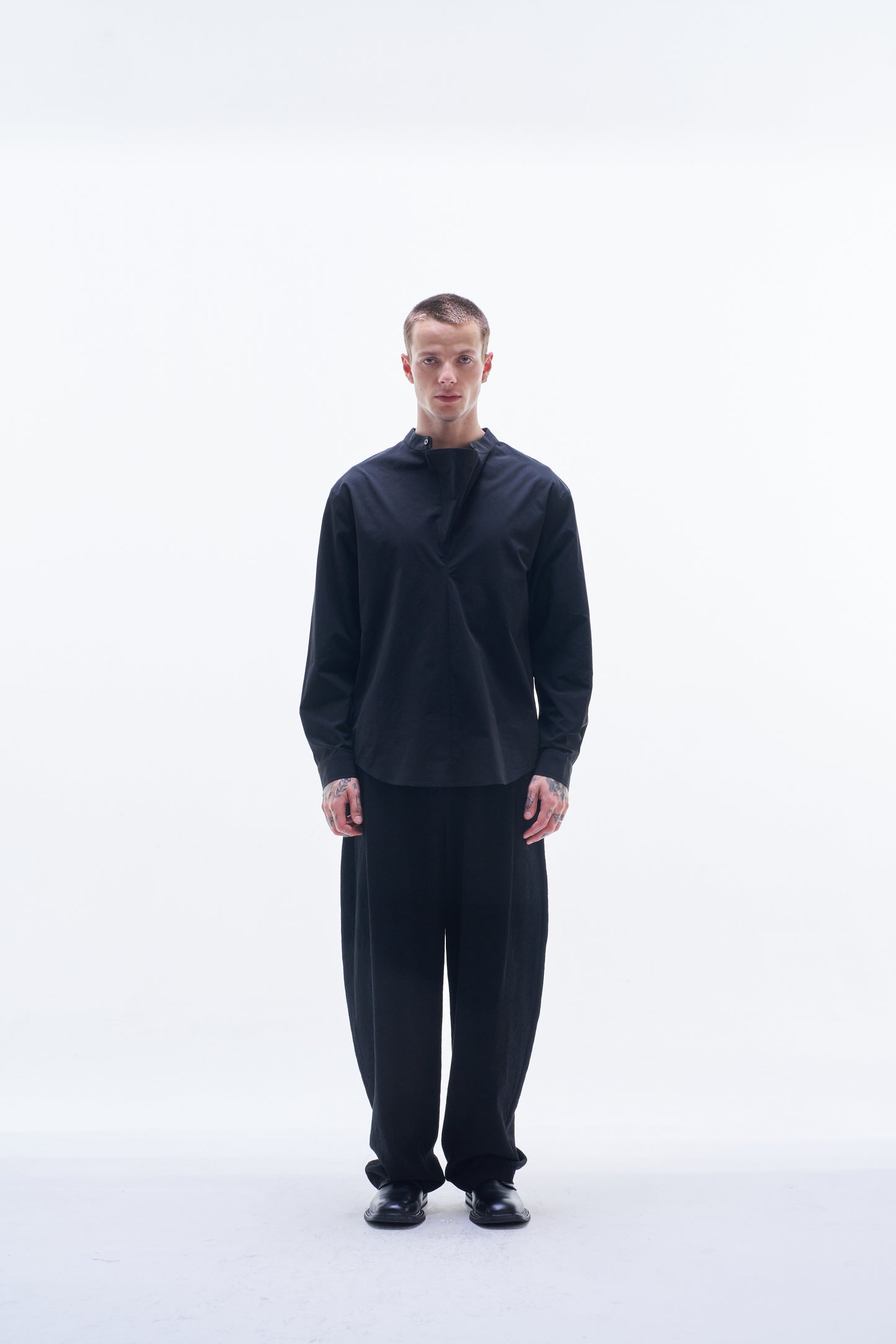 Pullover Shirt With Volume Collar