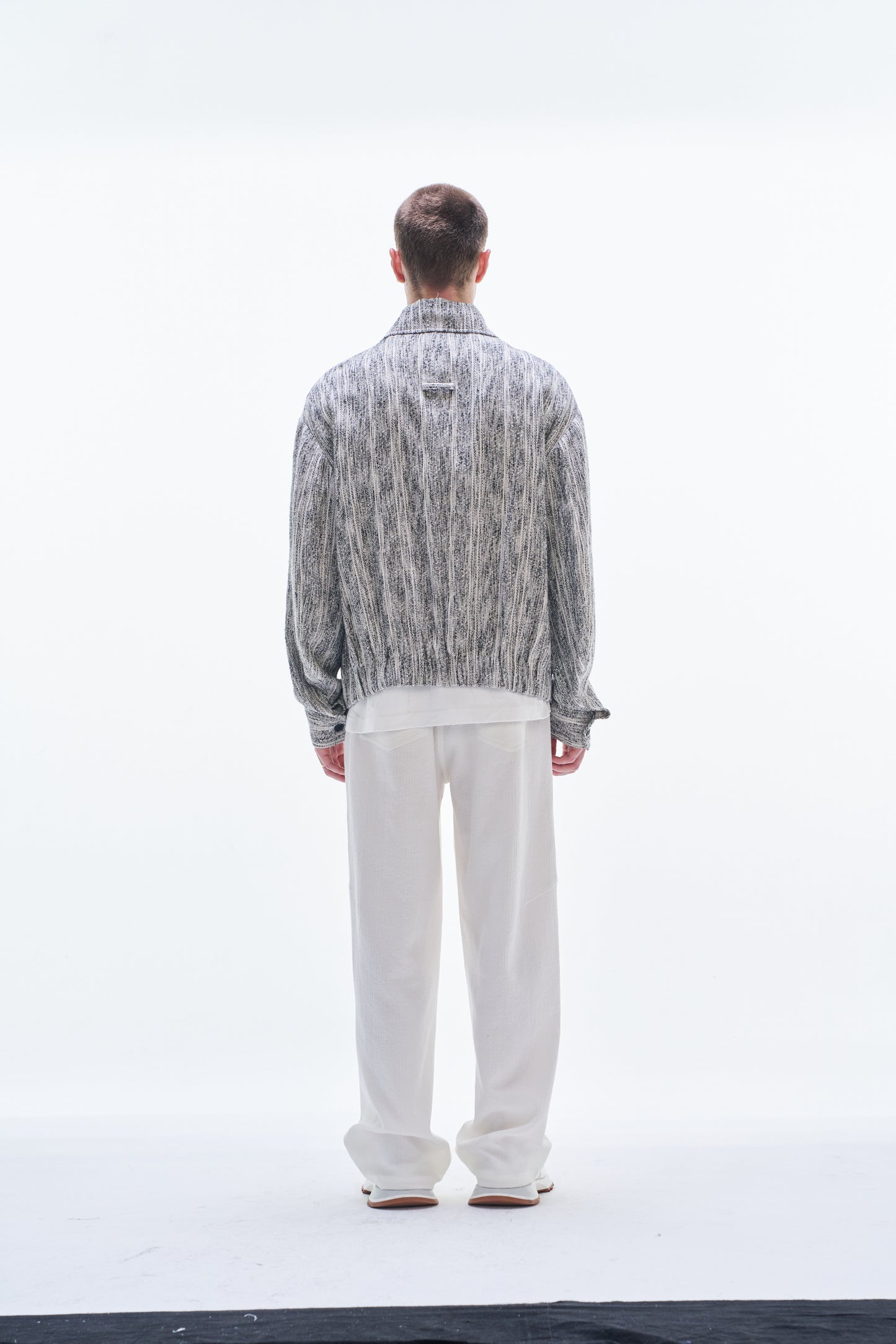 Cotton Tweed Zipper Jacket